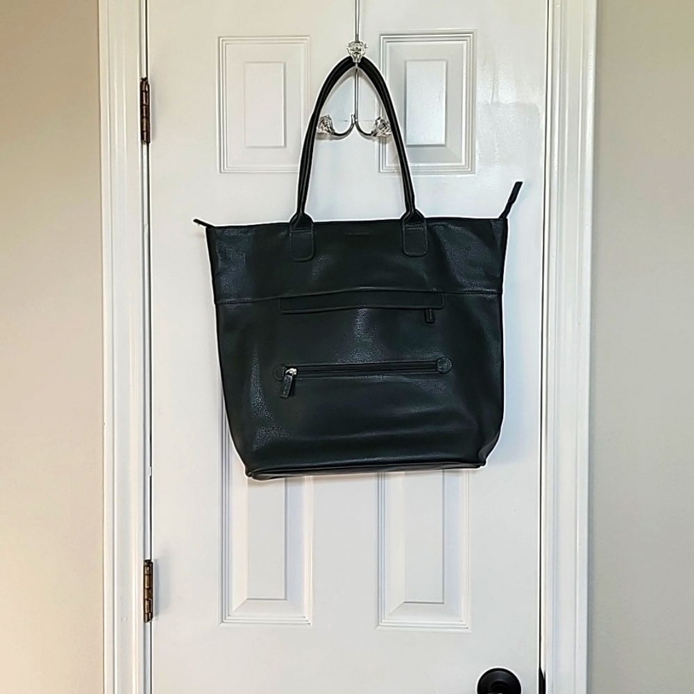Vintage Jack Georges Green Leather Shoulder Bag Tote Travel Bag​​​​​